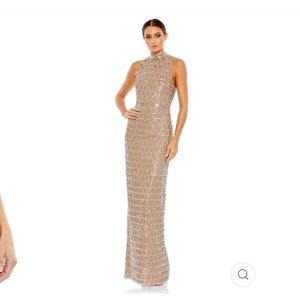 MAC DUGGAL SEQUINED HIGH NECK SLEEVELESS COLUMN GOWN SIZE 6